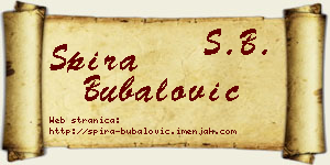 Spira Bubalović vizit kartica